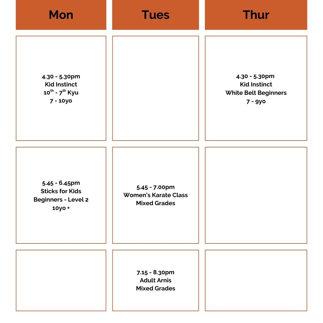 Tanden Martial Arts Term 1 2026 Timetable Jan Juc, Torquay, Surf Coast Martial Arts